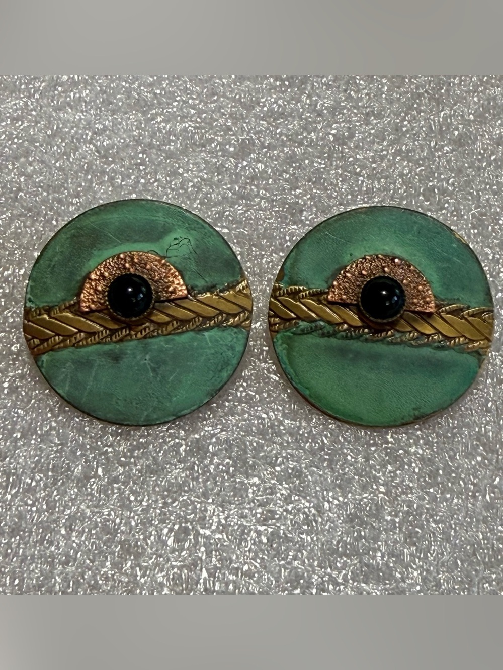 Post Earrings Beautifully Designed with a Copper Patina 1” Round